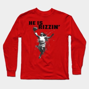 He Is Rizzin' Christian Juses Basketbal Happy Easter Retro3 Long Sleeve T-Shirt